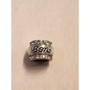Brighton Son Spacer Bead for Charm Bracelet Silver Plated w/ Crystals